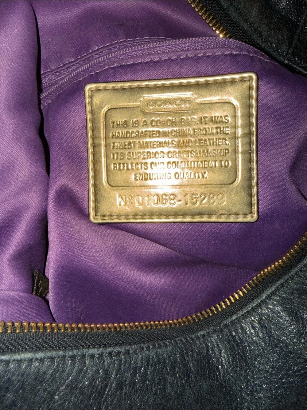 Coach Black Leather Hobo with Gold Hardware
